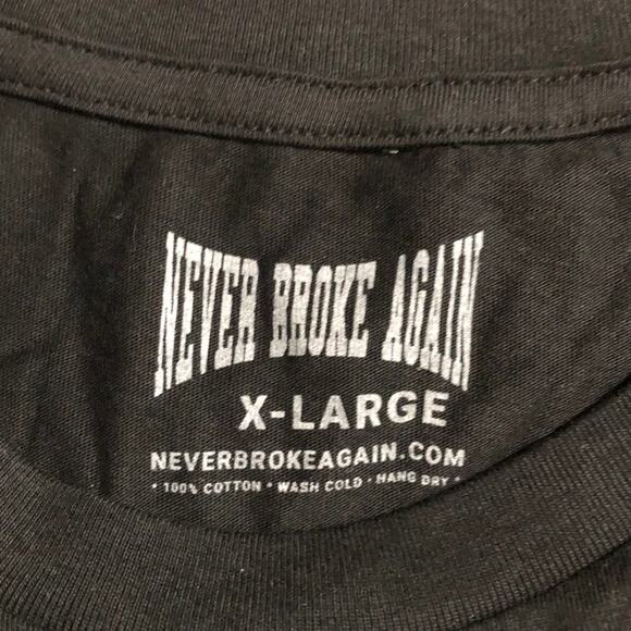 Never Broke Again T-Shirt Size Men's XL Black Triple Blue Monkeys Tee SS NWOT - Picture 4 of 5